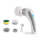 Акумуляторна щітка для прибирання з насадками Mini Scrubber Kit електрощітка, 3 насадки для кухні Сіра UKG Багатофункціональна бездротова електрична щітка для миття посуду з насадками