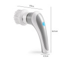 Акумуляторна щітка для прибирання з насадками Mini Scrubber Kit електрощітка, 3 насадки для кухні Сіра UKG Багатофункціональна бездротова електрична щітка для миття посуду з насадками