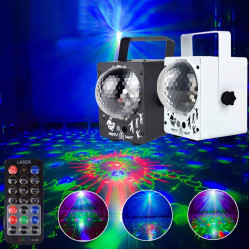 Лазерний RGB проектор - музична установка + диско куля 2в1 колір музика (колір корпусу білий і чорний)