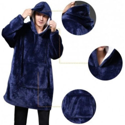 Плед Huggle з капюшоном Ultra Plush Blanket Hoodie Blue (Синій)