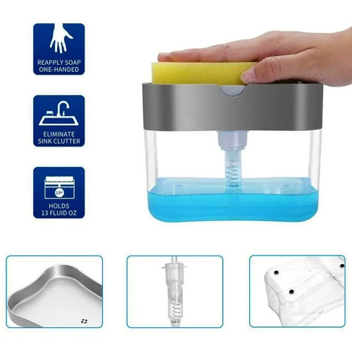 Натискний дозатор Soap Pump & Sponge Caddy для миючого засобу з підставкою для губки