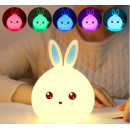 Дитячий силіконовий світильник-нічник Зайчик LED Rabbit з акумулятором 7 режимів свічення м'який на дотик Дитячий силіконовий світильник - нічник Зайчик