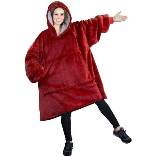 Толстовка-плед з капюшоном Huggle Hoodie Ultra Plush Blanket, червона для максимального комфорту та тепла