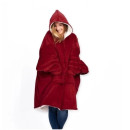 Толстовка-плед з капюшоном Huggle Hoodie Ultra Plush Blanket, червона для максимального комфорту та тепла
