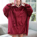 Толстовка-плед з капюшоном Huggle Hoodie Ultra Plush Blanket, червона для максимального комфорту та тепла