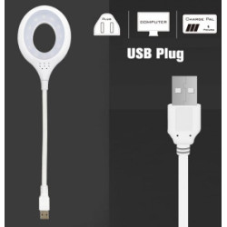 Світлодіодна гнучка лампа від USB, 24 LED, 2W / Портативна usb лампа з голосовим керуванням (колір забарвлення: білий) (колір освітлення: теплий білий нейтральний)