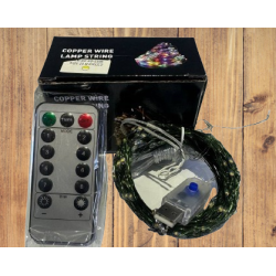 Гирлянда Роса USB . Зеленая  проволка. 20 м. 200 Led. Теплый свет. Пульт (8 режимов)
