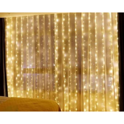 Гирлянда 240 Led  занавес - штора (3м * 2м) тёплый свет (8 режимов)