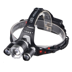 Налобний акумуляторний ліхтар High Power Headlamp T6+2T6, зум, 3 LED, 4 режими, живлення 2x18650