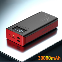 Портативний павербанк  30000 mAh, 5 портів USB, для iPhone Samsung Universal, червоний/чорний