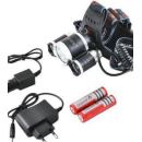 Налобний акумуляторний ліхтар High Power Headlamp T6+2T6, зум, 3 LED, 4 режими, живлення 2x18650