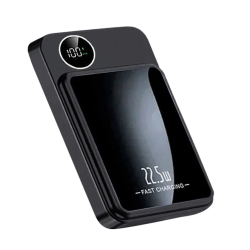 PowerBank 10000 mAh з LED-дисплеєм, бездротовою зарядкою 22.5 Вт та магнітом для iPhone (чорний)